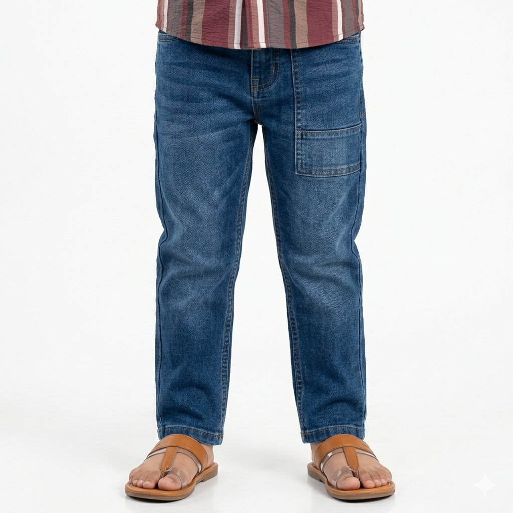 Boys Maroon Multi-Stripe Textured Shirt & Blue Denim Jeans Set  | Full Sleeve | Casual & Party Wear | Age 4–6Y